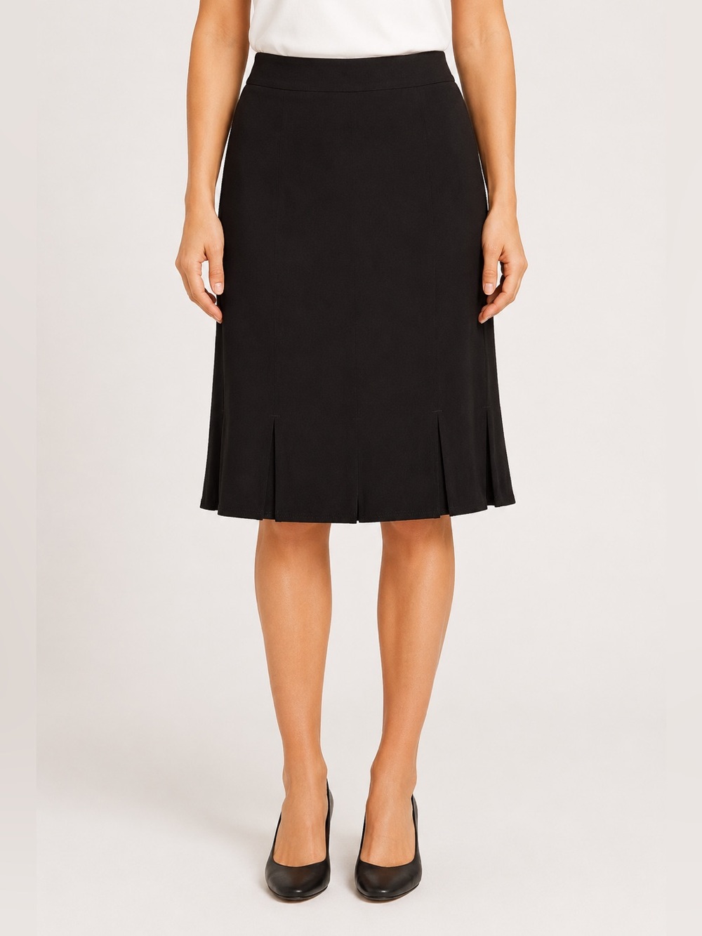 Chico’s Travelers Brigit Skirt Black 0 Pull On Stretch Knee Length Career NWT